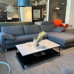 Ecksofa Conseta Stoff 5016 Mittelgrau Grau Gestell Metall Verchromt Inklusive Armkissen