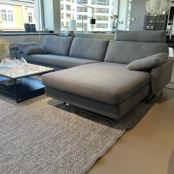 Ecksofa Conseta Stoff 5016 Mittelgrau Grau Gestell Metall Verchromt Inklusive Armkissen