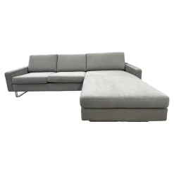 Ecksofa Conseta Stoff 8159 Mittelgrau Metallkufen Verchromt