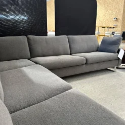 Ecksofa Conseta Stoff 8078 Tabak Anthrazit Metallkufe F04 Stahl Feinstruktur Mit Kopfstütze