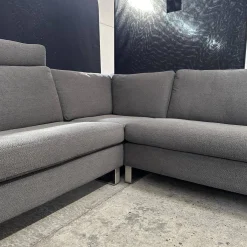 Ecksofa Conseta Stoff 8078 Tabak Anthrazit Metallkufe F04 Stahl Feinstruktur Mit Kopfstütze