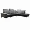 Ecksofa Deno PL Leder W9 Schwarz Füße Metall Schwarz Mit Relaxmotor
