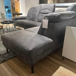Ecksofa Deno PL Leder W9 Schwarz Füße Metall Schwarz Mit Relaxmotor