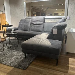 Ecksofa Deno PL Leder W9 Schwarz Füße Metall Schwarz Mit Relaxmotor