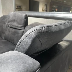 Ecksofa Deno PL Leder W9 Schwarz Füße Metall Schwarz Mit Relaxmotor
