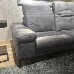 Ecksofa Deno PL Leder W9 Schwarz Füße Metall Schwarz Mit Relaxmotor