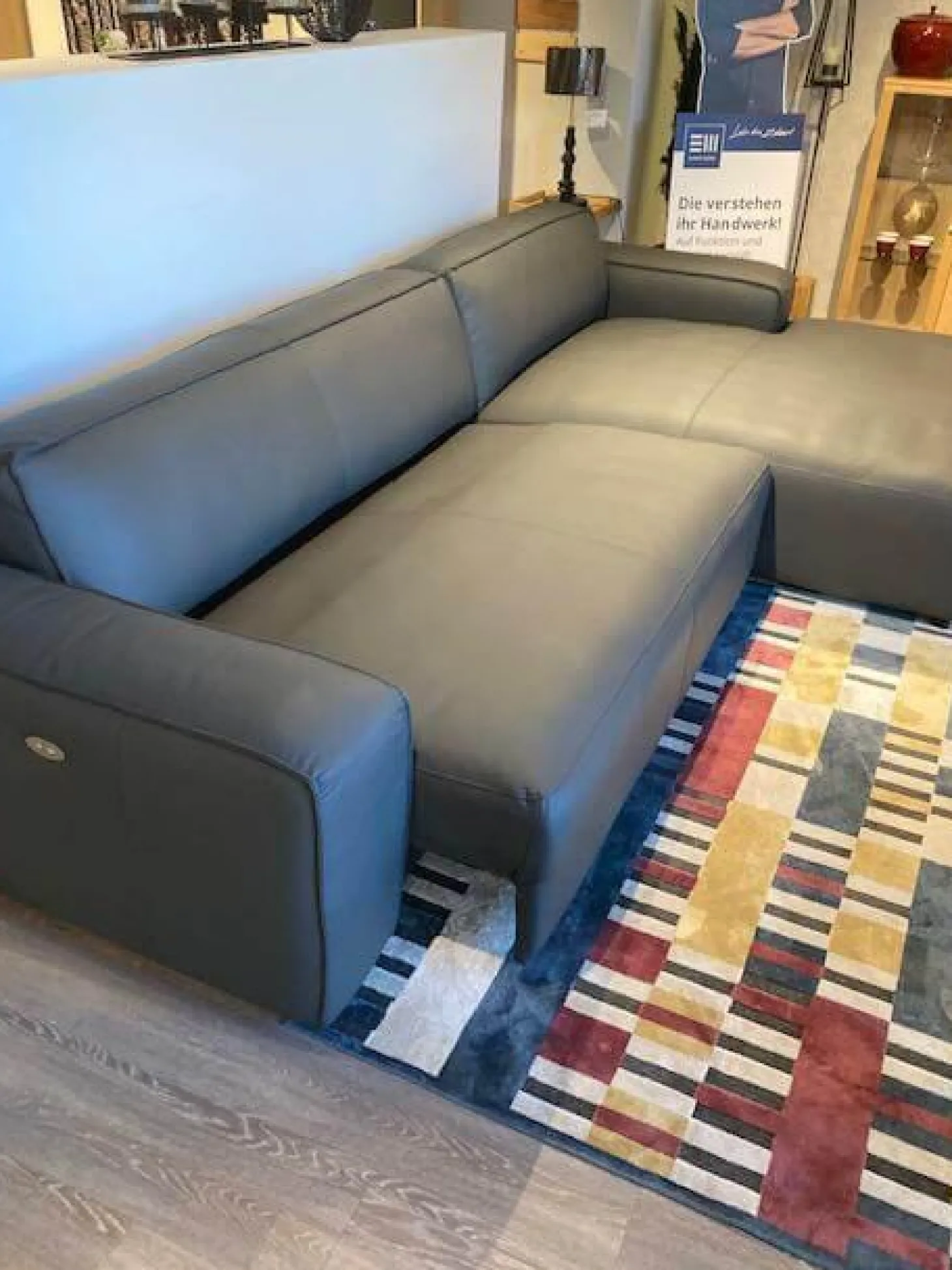 Ecksofa Denver Leder W2 Anthrazit Grau