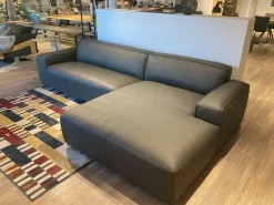 Ecksofa Denver Leder W2 Anthrazit Grau