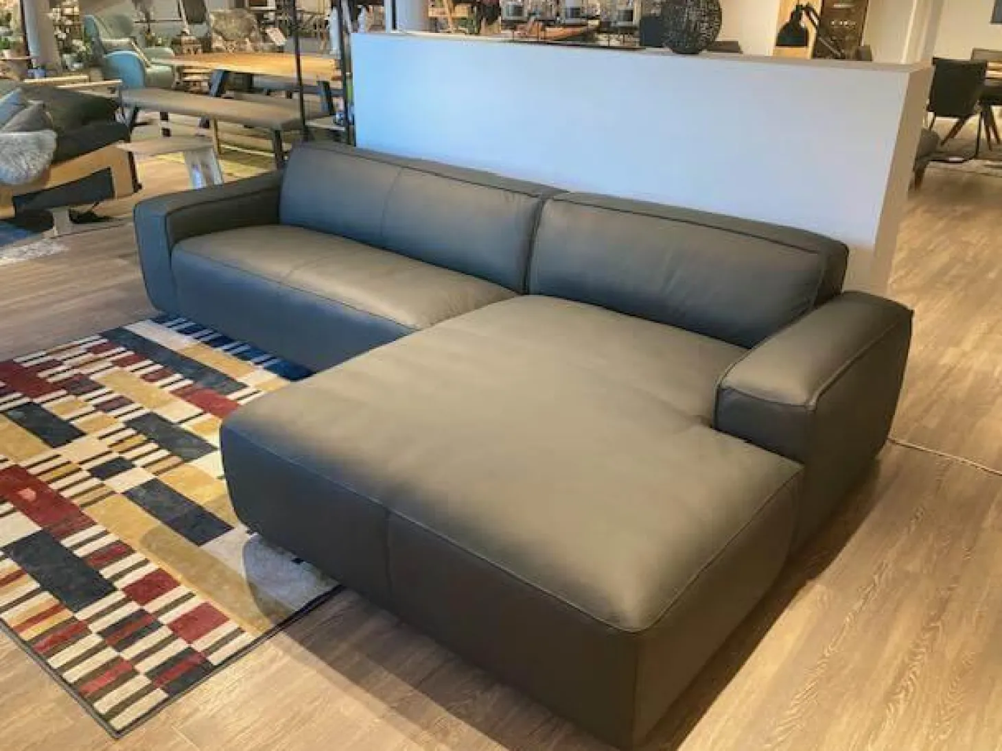 Ecksofa Denver Leder W2 Anthrazit Grau