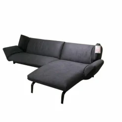 Ecksofa Devon Stoff 23164 Fay Ocean Blau Füße Granit Grau Matt