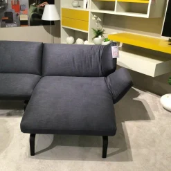 Ecksofa Devon Stoff 23164 Fay Ocean Blau Füße Granit Grau Matt