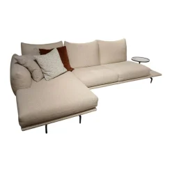 Ecksofa Dragees Stoff Flash Dance Strech 202 Sabbia Beige Fuß Metall Graubraun Ricamo Inklusive Kissen