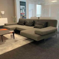 Ecksofa DS904 Stoff Parnell Gestell Poliert mit 3 Kissen Leder Black