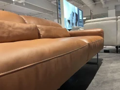 Ecksofa Dsign Corvo R Leder L155 68 Cognac Braun Kufe Anthrazit Mit Festem Hocker