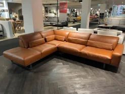 Ecksofa Dsign Corvo R Leder L155 68 Cognac Braun Kufe Anthrazit Mit Festem Hocker