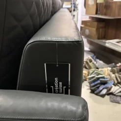 Ecksofa Dyo Leder L3162G Silky Grau Fuß Aluminium Matt Gebürstet Mit Wendekissen