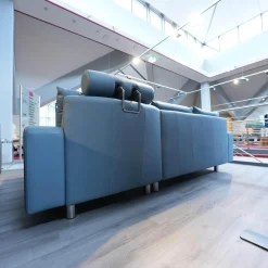 Ecksofa E 200 Leder Paloma Sparrow Blue Blau Füße Metall Mit Kopfstütze