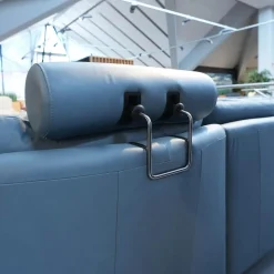 Ecksofa E 200 Leder Paloma Sparrow Blue Blau Füße Metall Mit Kopfstütze