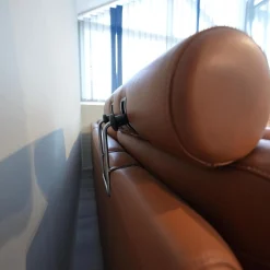 Ecksofa E600 Leder Noblesse 37 Tigereye Braun Stahlfuß Mit Kissen Und Kopfstützen