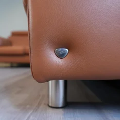 Ecksofa E600 Leder Noblesse 37 Tigereye Braun Stahlfuß Mit Kissen Und Kopfstützen