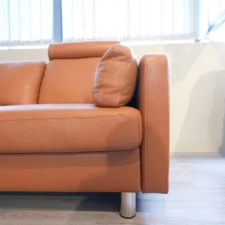 Ecksofa E600 Leder Noblesse 37 Tigereye Braun Stahlfuß Mit Kissen Und Kopfstützen