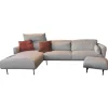 Ecksofa Eden Stoff Thuile C0002 Grau Creme Fuße Metall Bronze Schwarz Pulverbeschichtet Inklusive Hocker Und 3 Kissen