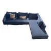 Ecksofa Edge Stoff Zest 12 Blau Grau Gestell Edelstahl Inklusive Kissen