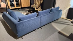 Ecksofa Edge Stoff Zest 12 Blau Grau Gestell Edelstahl Inklusive Kissen