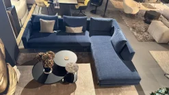 Ecksofa Edge Stoff Zest 12 Blau Grau Gestell Edelstahl Inklusive Kissen