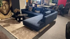 Ecksofa Edge Stoff Zest 12 Blau Grau Gestell Edelstahl Inklusive Kissen