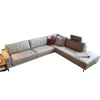 Ecksofa Ego Leder Stone Grey mit Nackenrolle