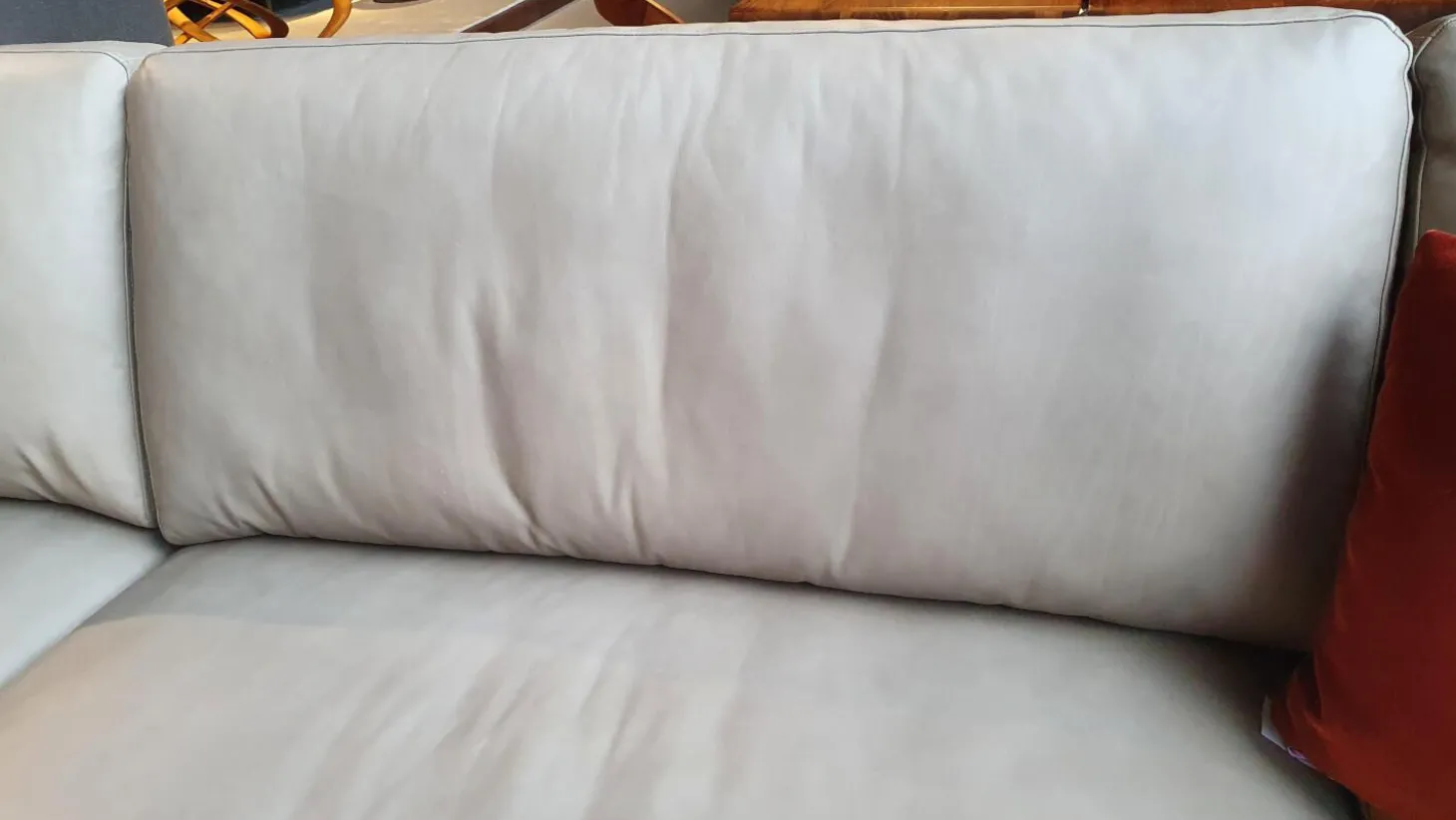 Ecksofa Ego Leder Stone Grey mit Nackenrolle