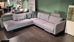 Ecksofa Ego Stoff 26.267 Graphitgrau mit 4 Kissen und Nackenstütze