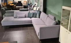 Ecksofa Ego Stoff 26.267 Graphitgrau mit 4 Kissen und Nackenstütze