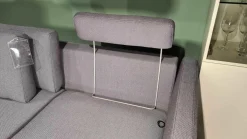 Ecksofa Ego Stoff 26.267 Graphitgrau mit 4 Kissen und Nackenstütze