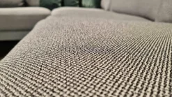 Ecksofa Ego Stoff 26.267 Graphitgrau mit 4 Kissen und Nackenstütze