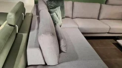 Ecksofa Ego Stoff 26.267 Graphitgrau mit 4 Kissen und Nackenstütze