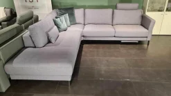 Ecksofa Ego Stoff 26.267 Graphitgrau mit 4 Kissen und Nackenstütze