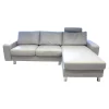 Ecksofa Emma E 200 Leder Cori 091 Silver Cloud Hellgrau Fuß Edelstahl 011 Poliert