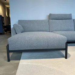 Ecksofa Enna Stoff Mondo 007 Piombo Grau Gestell Epoxy Granite Anthrazit Matt Inklusive Kopfstütze