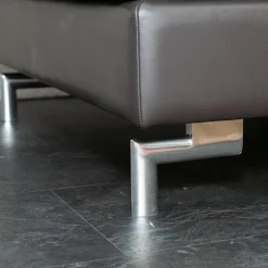 Ecksofa Esparo 400 Leder J 42.090 Braun Schwarz Fußstütze Leder J 42.090