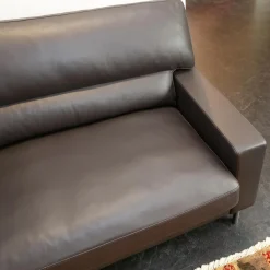 Ecksofa Esparo 400 Leder J 42.090 Braun Schwarz Fußstütze Leder J 42.090