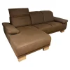 Ecksofa Fabeo Stoff Valentina 603 Zim Braun Holzfüße Buche Natur
