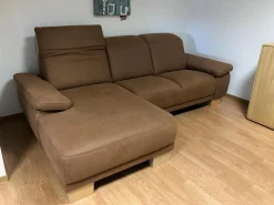 Ecksofa Fabeo Stoff Valentina 603 Zim Braun Holzfüße Buche Natur