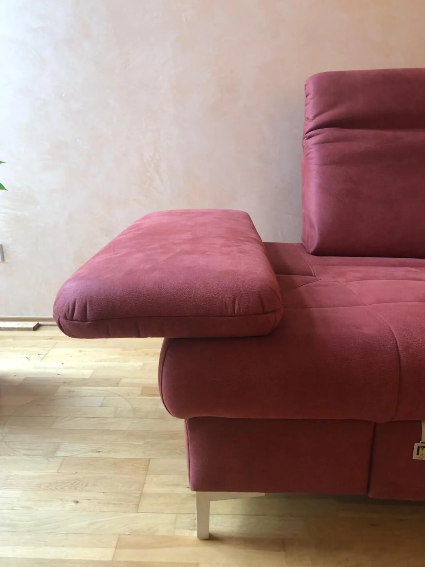 Ecksofa Family Relax 3 Stoff Deluxe Ziegel Rot Füße Metall Mit Bettauszug Inklusive Hocker