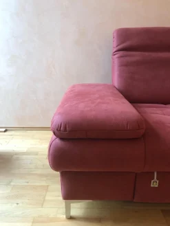Ecksofa Family Relax 3 Stoff Deluxe Ziegel Rot Füße Metall Mit Bettauszug Inklusive Hocker