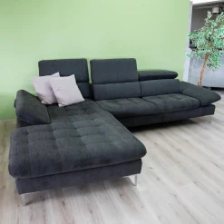 Ecksofa Family Style Stoff Guard Graphit 66 Metallfüße 4.26 Silber Inklusive Verstellungen