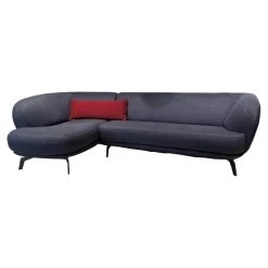 Ecksofa Flint Stoff Varese Bleu Grau Blau Füße Rauchchrom