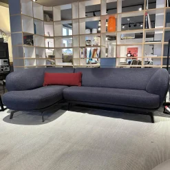 Ecksofa Flint Stoff Varese Bleu Grau Blau Füße Rauchchrom