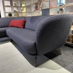 Ecksofa Flint Stoff Varese Bleu Grau Blau Füße Rauchchrom